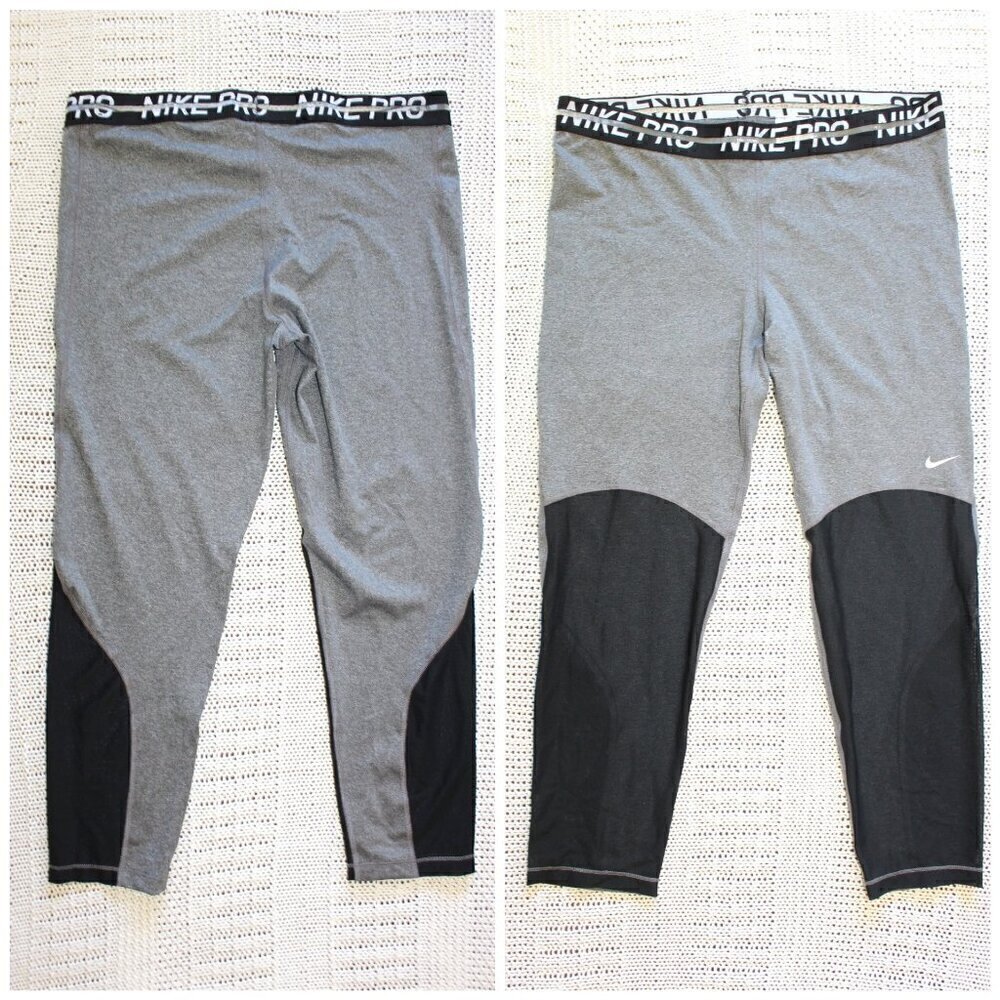 Nike Pro Sports women's mesh Leggings Pro 78 Size XL black and gray Sporty